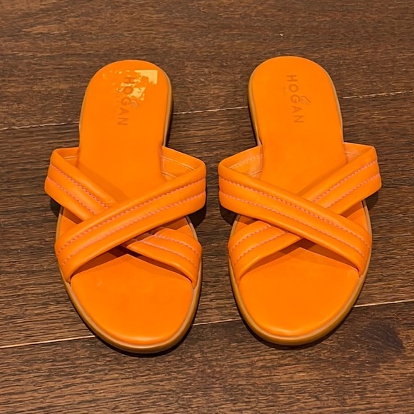 Hogan Women’s Orange Flat Sandals Size 8,New Products : American Fashion Style Bags On Sale